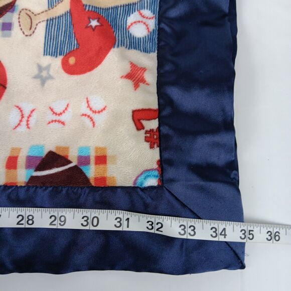 My Blankee Blue Satin Trim Sports Theme Baby Security Blanket Lovey Toddler - Picture 10 of 10